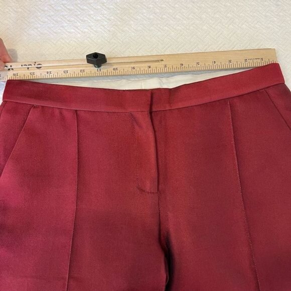 Vintage Celine Women’s 40 US 12 Red Silk Pleated Dress Pants Cropped Pockets - Picture 5 of 13